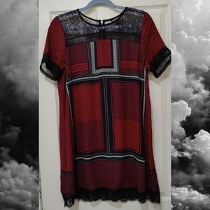 ❣️Express Red & Black Lace Short Sleeve Dress